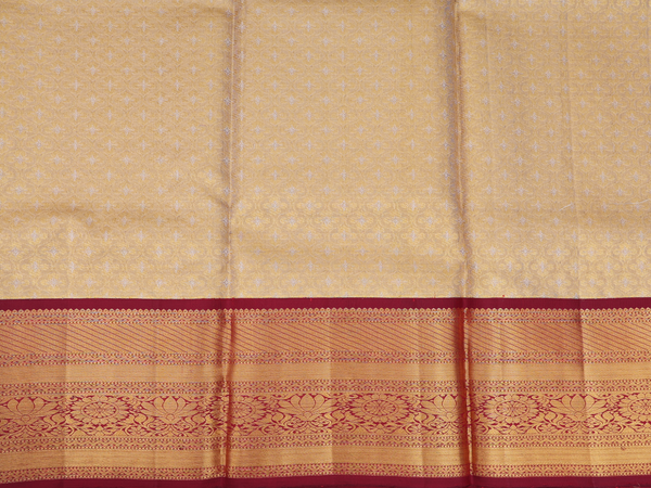 Ogee Design Gold Kanchipuram Silk Half Saree Material