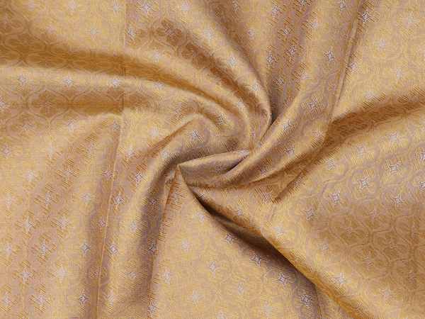 Ogee Design Gold Kanchipuram Silk Half Saree Material