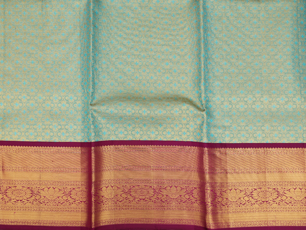 Ogee Design Green Kanchipuram Silk Half Saree Material