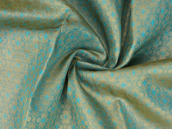 Ogee Design Green Kanchipuram Silk Half Saree Material