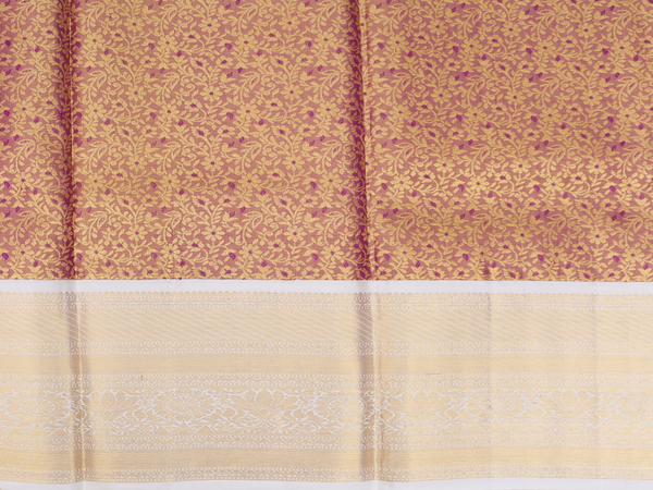 Floral Design Dual Tone Kanchipuram Half Saree Material