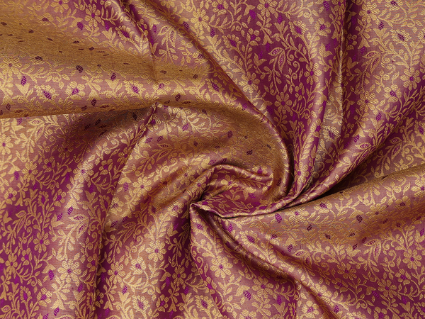 Floral Design Dual Tone Kanchipuram Half Saree Material