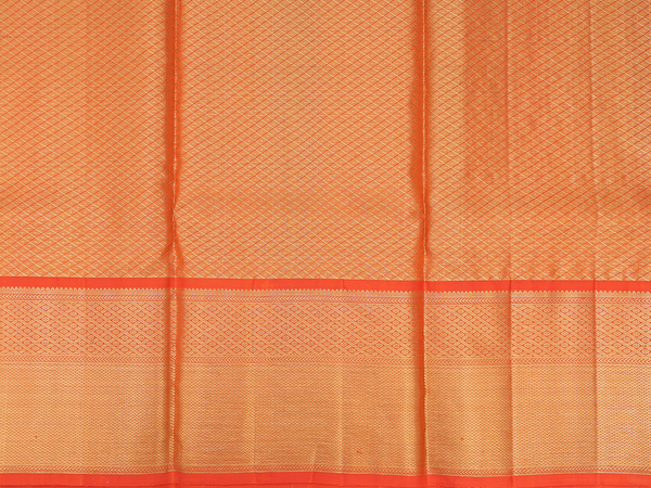 Floral Design Gold Kanchipuram Silk Half Saree Material