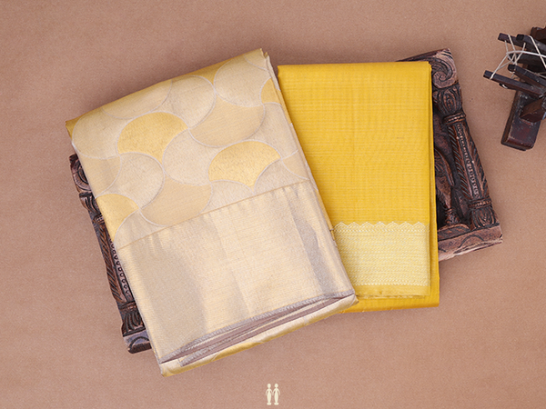 Tissue Gold Kanchipuram Silk Half Saree Material