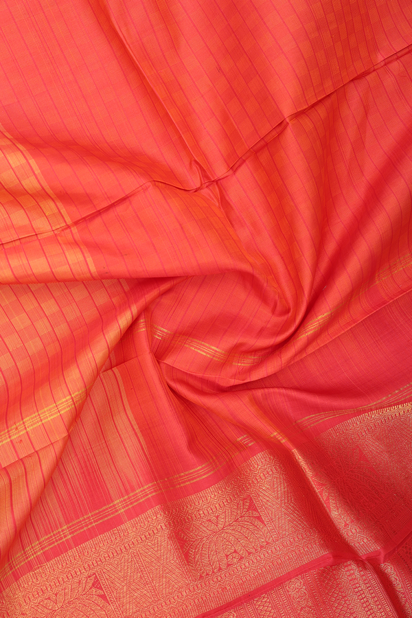 Paai Madippu Kattai Red And Yellow Kanchipuram Silk Dupatta