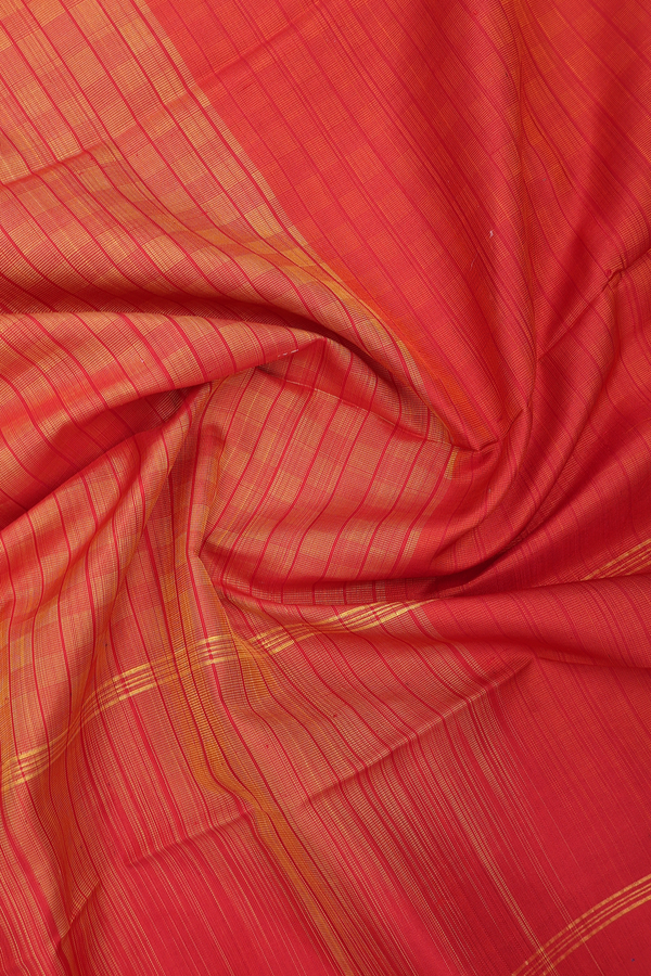 Paai Madippu Kattai Red And Yellow Kanchipuram Silk Dupatta