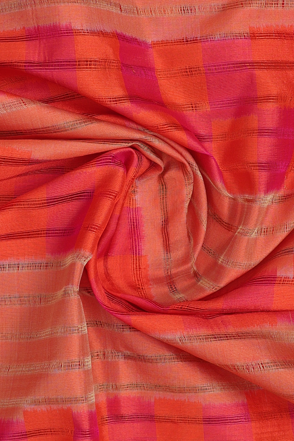 Stripes Design Pink And Orange Silk Dupatta