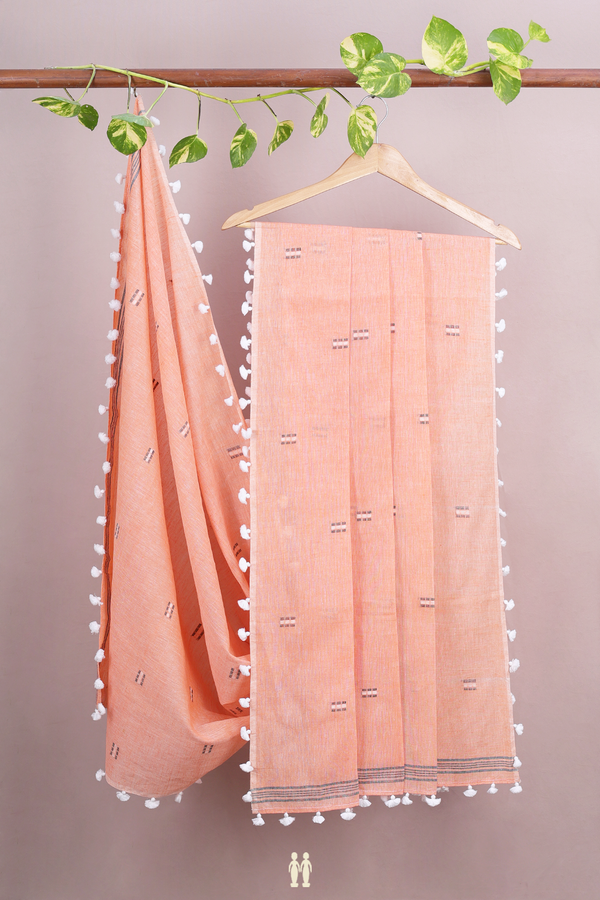 Threadwork Buttas Orange Cotton Dupatta