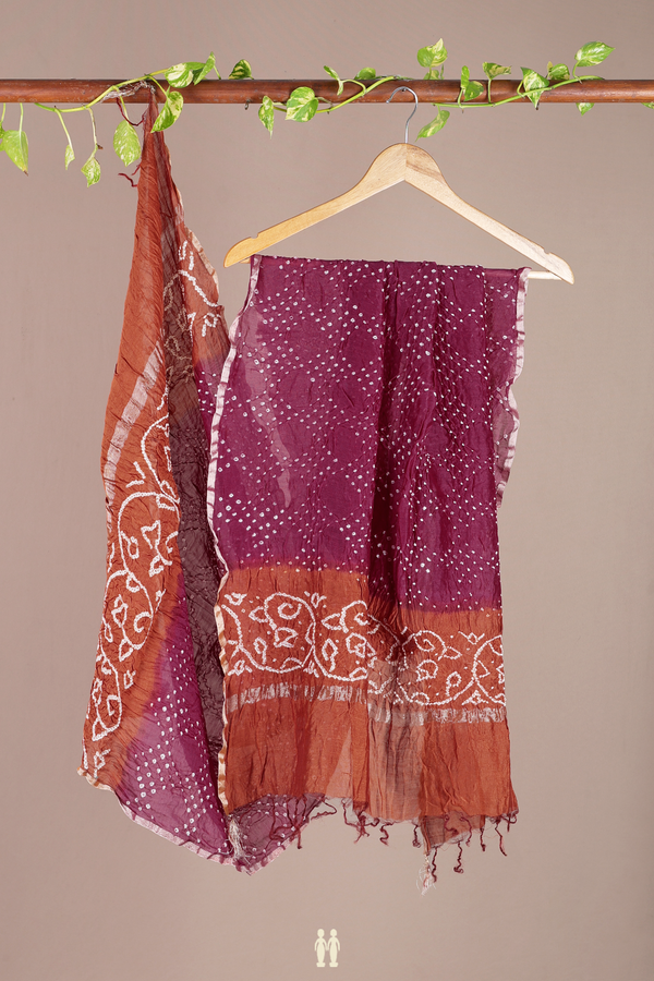Allover Design Plum Purple Bandhani Dupatta