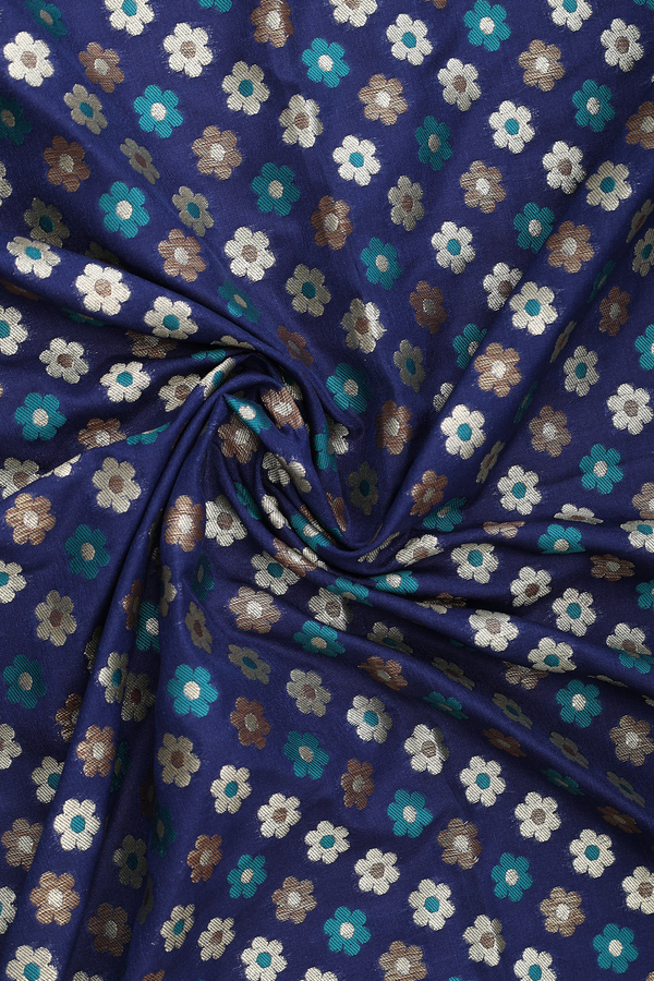 Floral Buttas Navy Blue Banarasi Dupatta