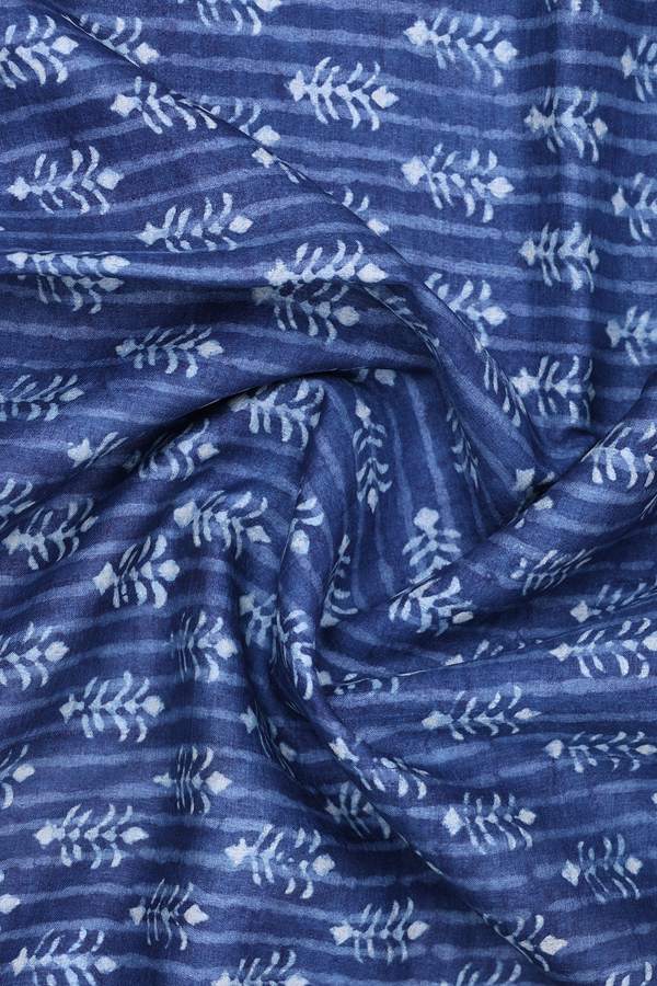 Printed Design Blue Tussar Silk Dupatta