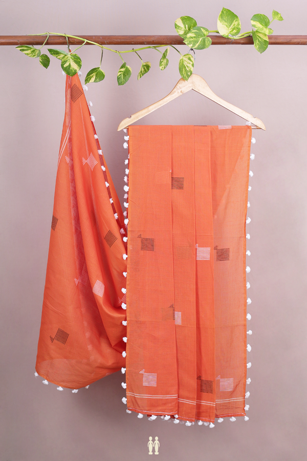 Threadwork Buttas Burnt Orange Cotton Dupatta