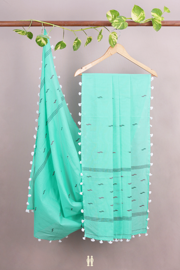 Threadwork Buttas Tiffany Blue Cotton Dupatta