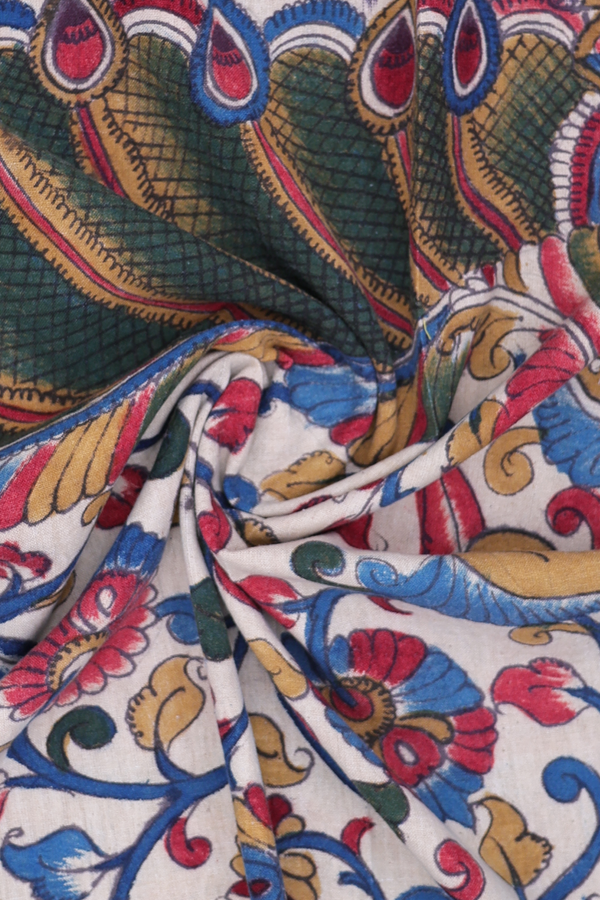 Kalamkari Design Cream Color Cotton Dupatta