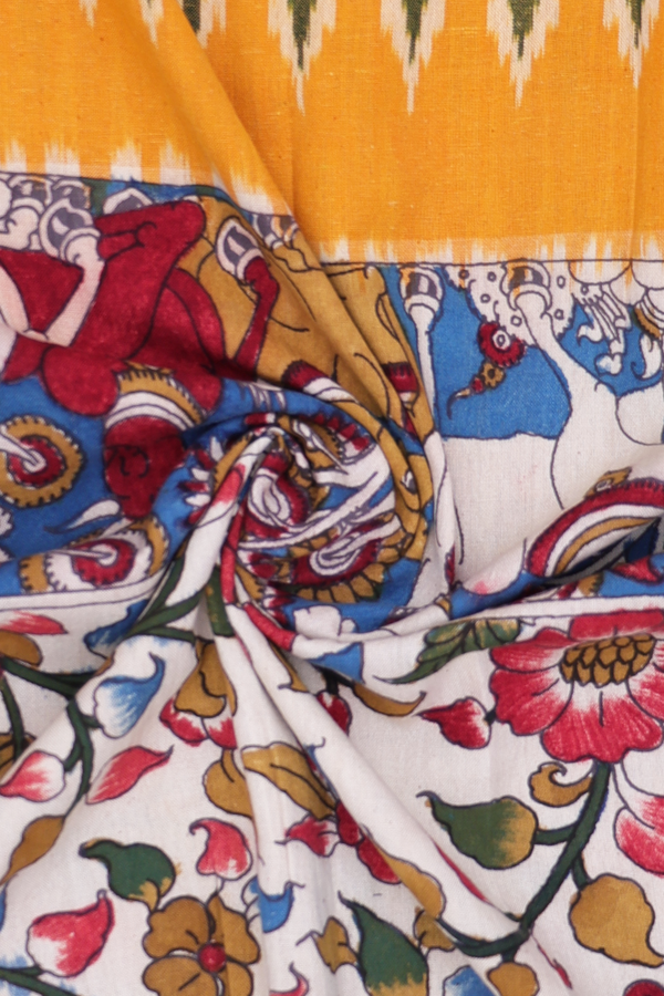 Kalamkari Design Cream Color Cotton Dupatta