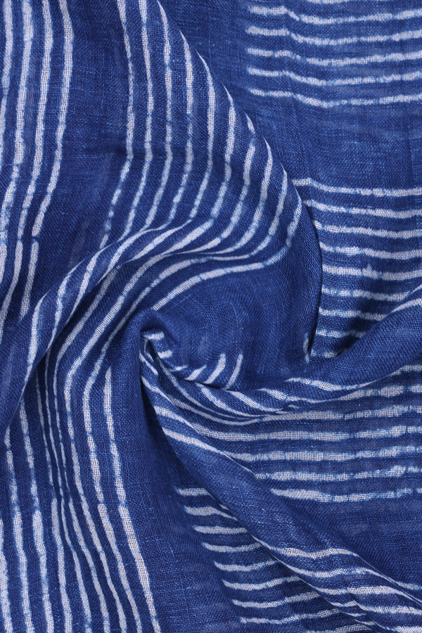 Stripes Design Oxford Blue Linen Dupatta