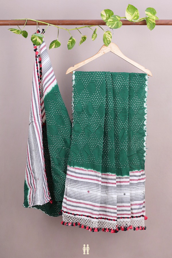 Tie And Dye Design Dark Green Bandhani Dupatta