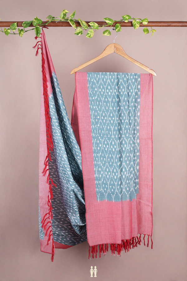 Allover Design Aegean Blue Pochampally Cotton Dupatta