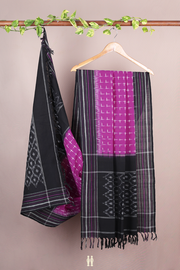 Ikat Buttas Grape Purple Pochampally Cotton Dupatta