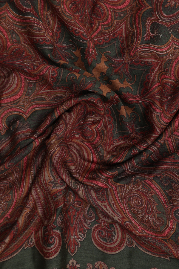 Printed Design Mehendi Green Pashmina Dupatta