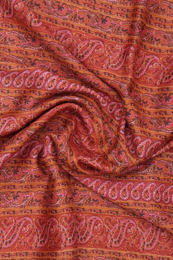 Paisley Design Orange Pashmina Dupatta