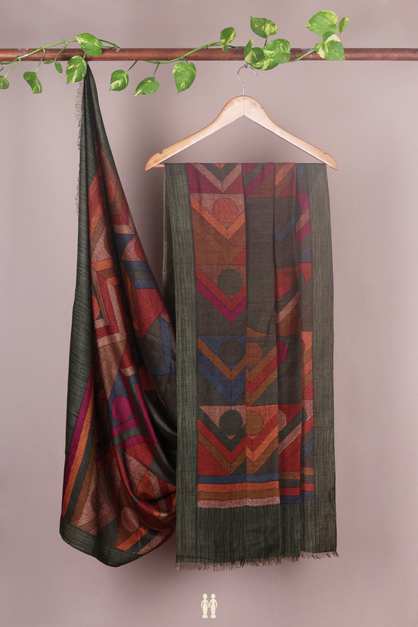 Allover Design Mehendi Green Pashmina Dupatta