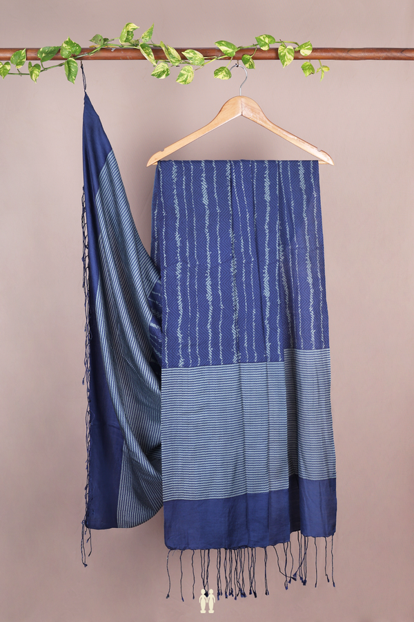 Stripes Design Royal Blue Pashmina Dupatta