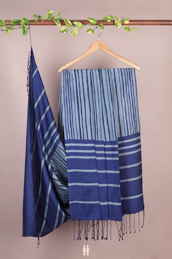 Stripes Design Aegean Blue Pashmina Dupatta
