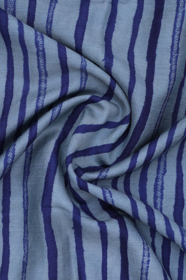 Stripes Design Aegean Blue Pashmina Dupatta