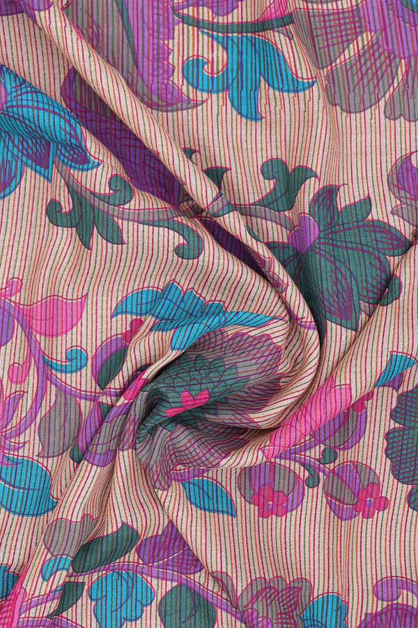 Floral Design Light Brown Chanderi Dupatta