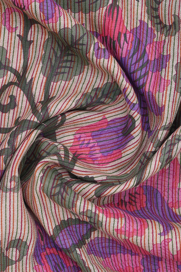 Floral Design Brown Tussar Silk Dupatta