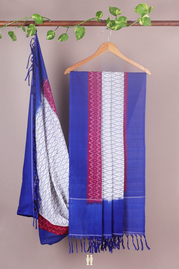 Ikat Design Off White Cotton Dupatta