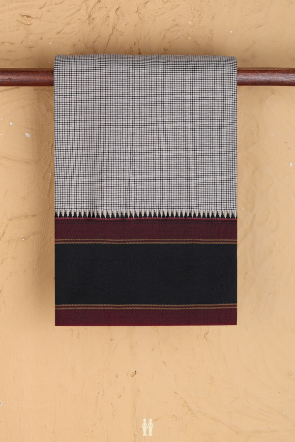 Dharwad Cotton Saree In White With Checks Design
