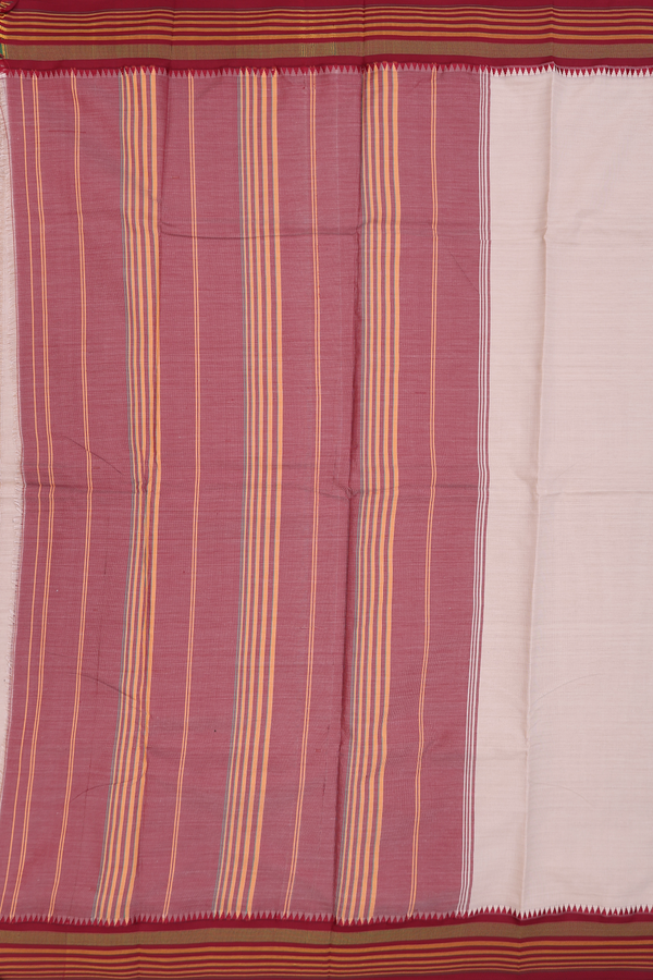 Dharwad Cotton Saree In Beige With Contrast Border