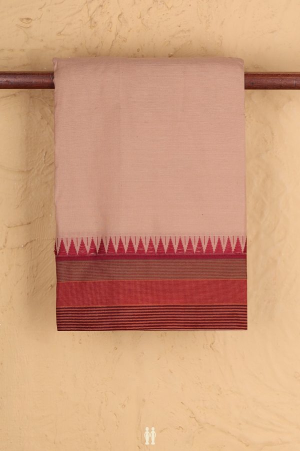 Dharwad Cotton Saree In Biscuit Color With Contrast Border