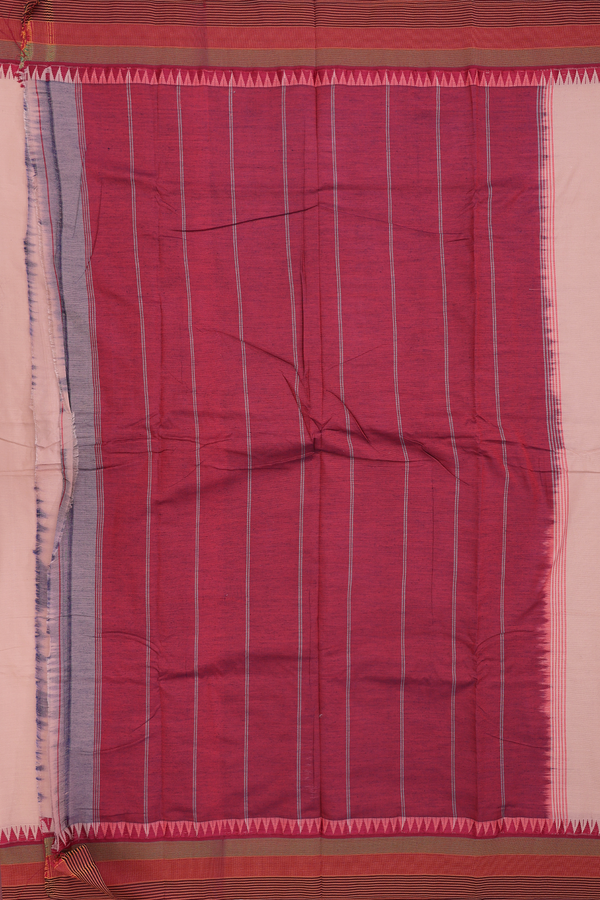 Dharwad Cotton Saree In Biscuit Color With Contrast Border