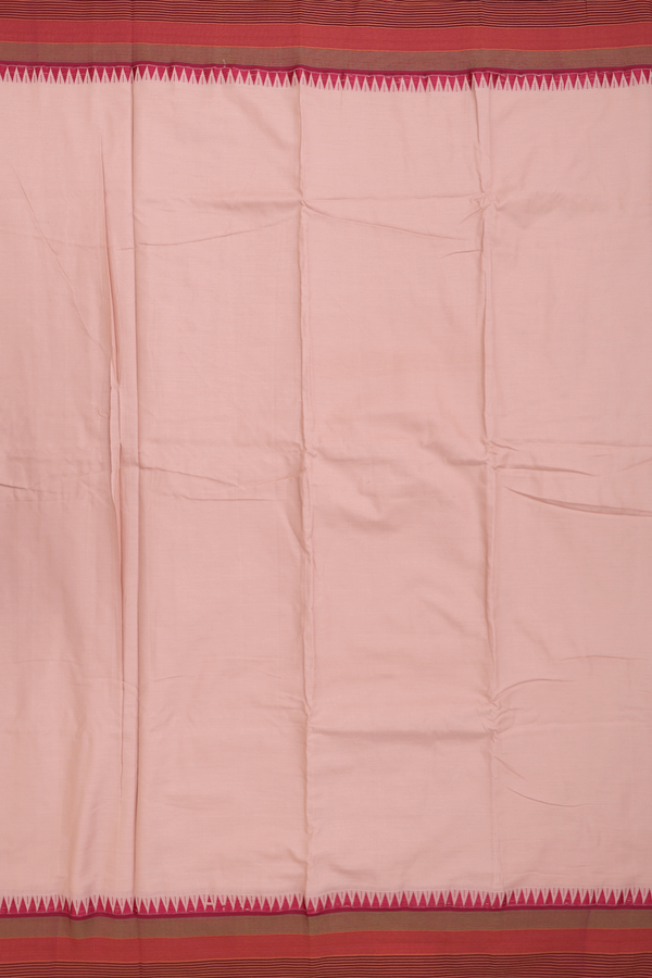 Dharwad Cotton Saree In Biscuit Color With Contrast Border