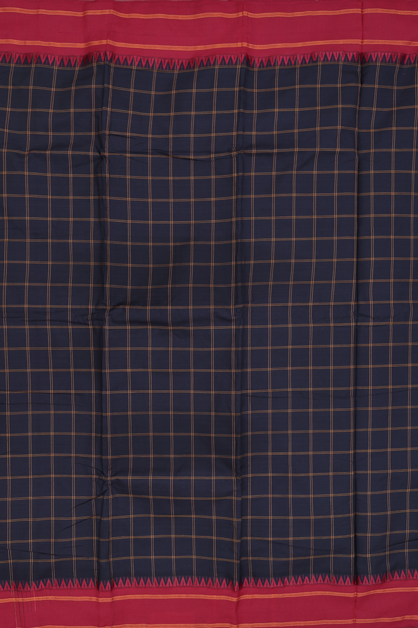 Dharwad Cotton Saree In Black With Checks Design