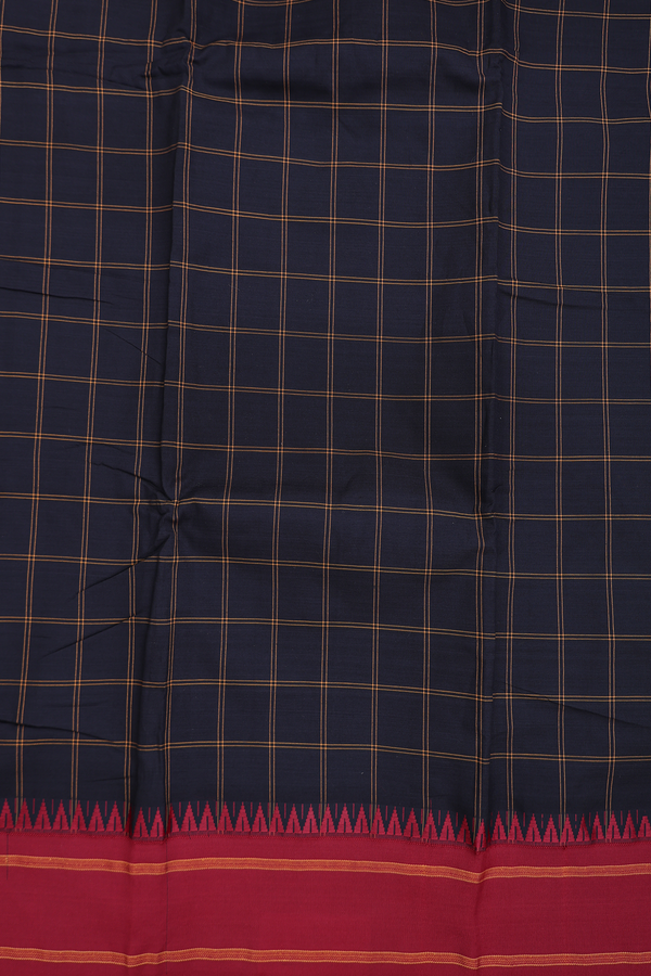 Dharwad Cotton Saree In Black With Checks Design