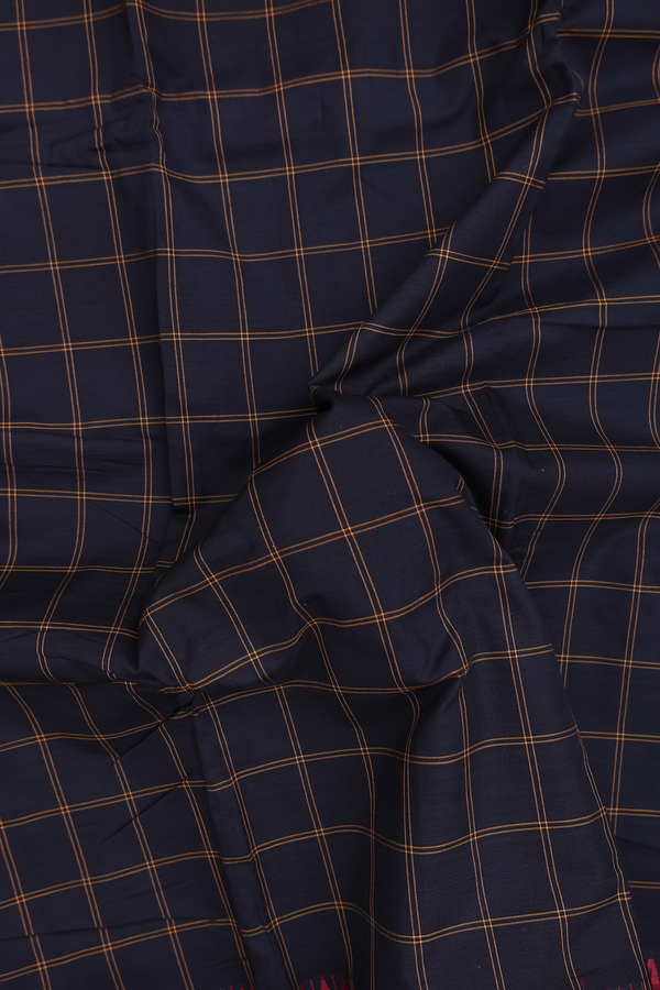 Dharwad Cotton Saree In Black With Checks Design