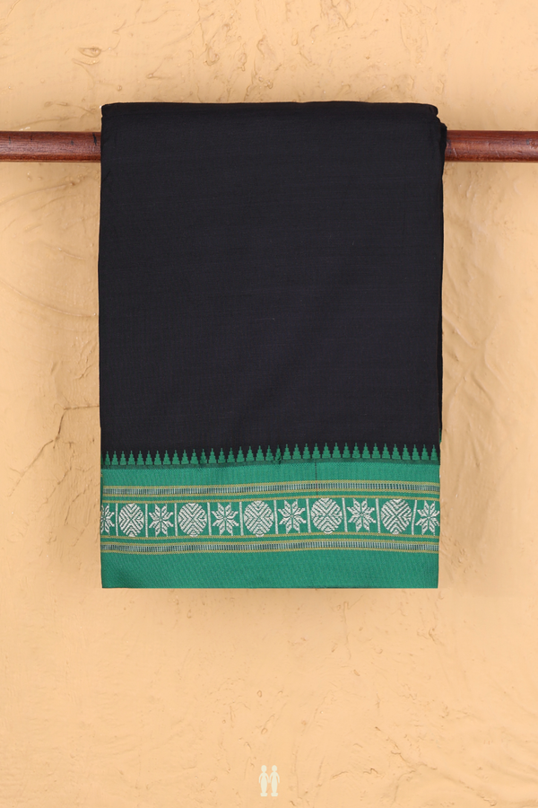 Dharwad Cotton Saree In Black With Contrast Border