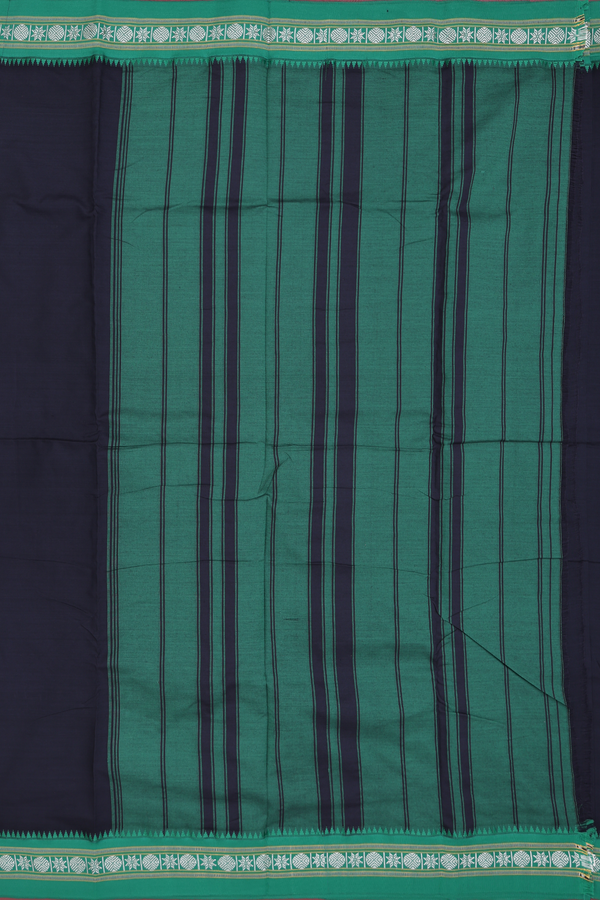 Dharwad Cotton Saree In Black With Contrast Border