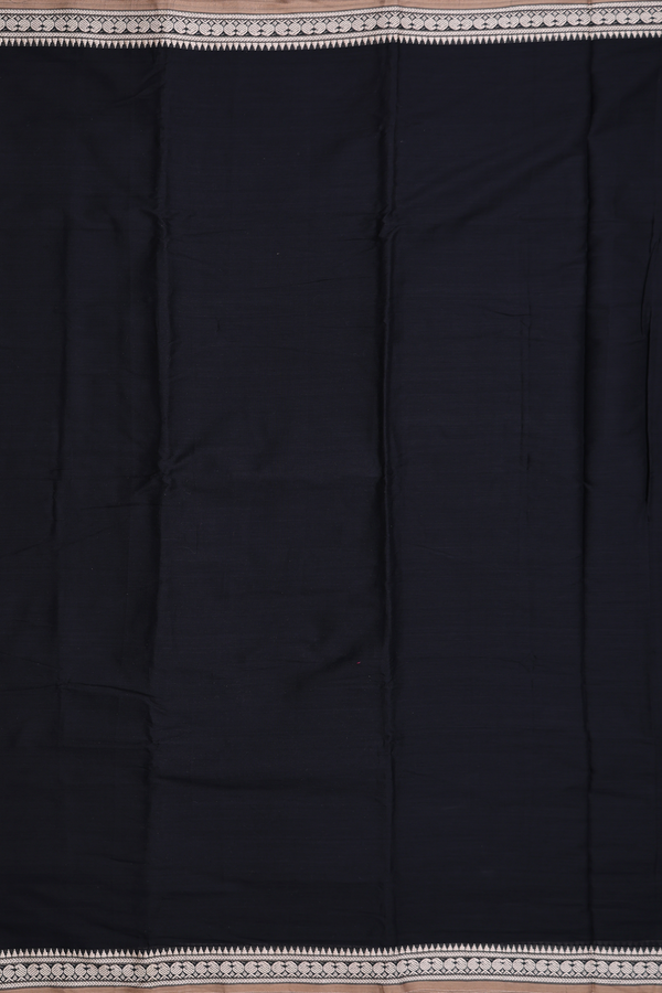 Dharwad Cotton Saree In Black With Paisley Border
