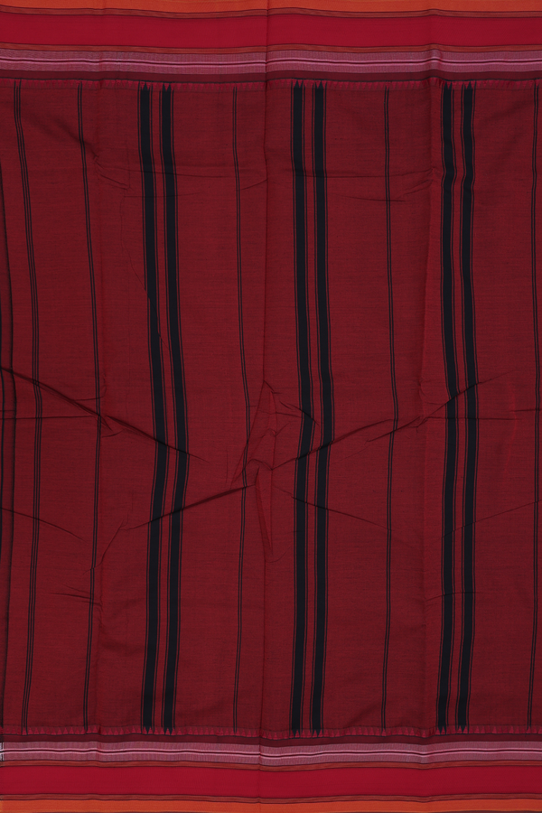 Dharwad Cotton Saree In Black With Stripes Design