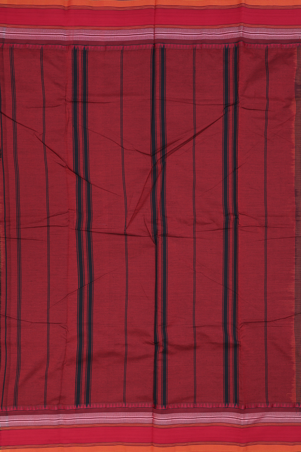 Dharwad Cotton Saree In Black With Stripes Design