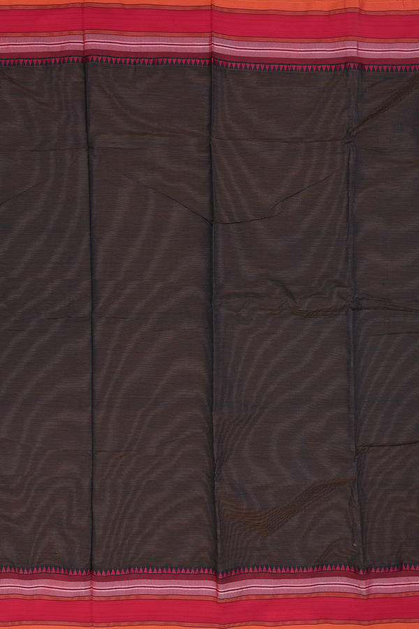 Dharwad Cotton Saree In Black With Stripes Design