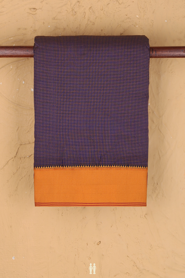 Dharwad Cotton Saree In Blue With Checks Design