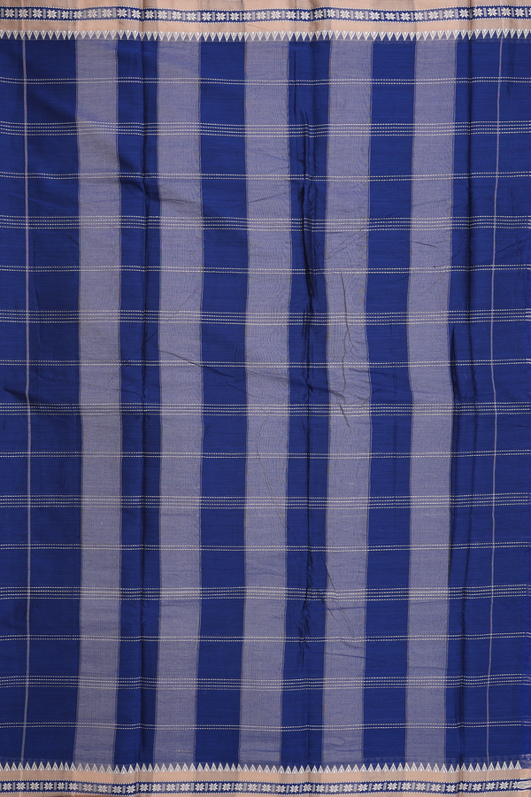 Dharwad Cotton Saree In Blue With Stripes Design
