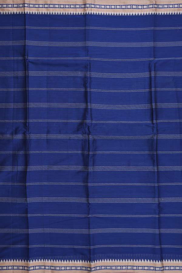 Dharwad Cotton Saree In Blue With Stripes Design