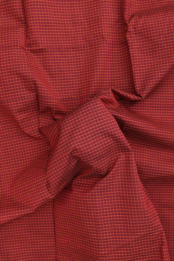 Dharwad Cotton Saree In Brick Red With Checks Design